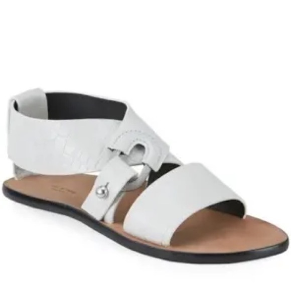 rag & bone Shoes - Rag & Bone White August Mock-Croc Flat Sandals Sz-37